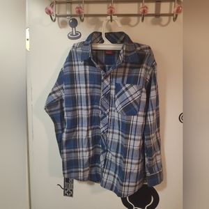 Montage Shirt Youth 6 Blue Checkered Long Sleeve Button Up Collared